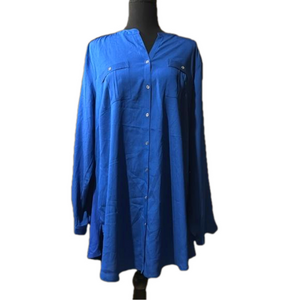 Calvin Klein Blue Button Up Long Sleeve Shirt Women's
